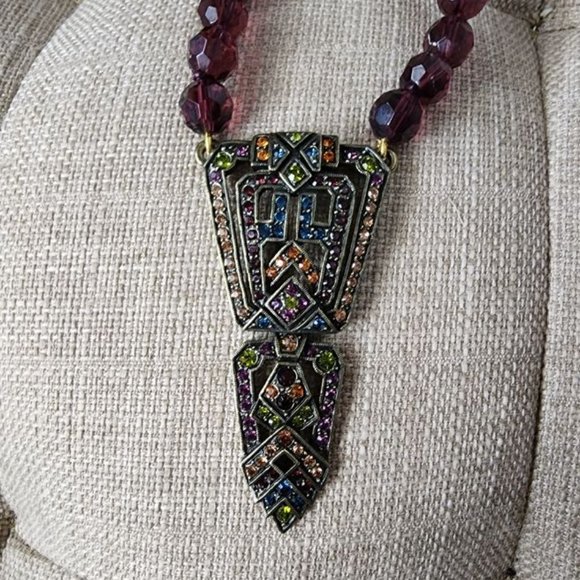 HEIDI DAUS RUBY CRYSTAL BEAD NECKLACE AMETHYST CITRINE PERIDOT BLUE CRYSTAL ART - Picture 4 of 7